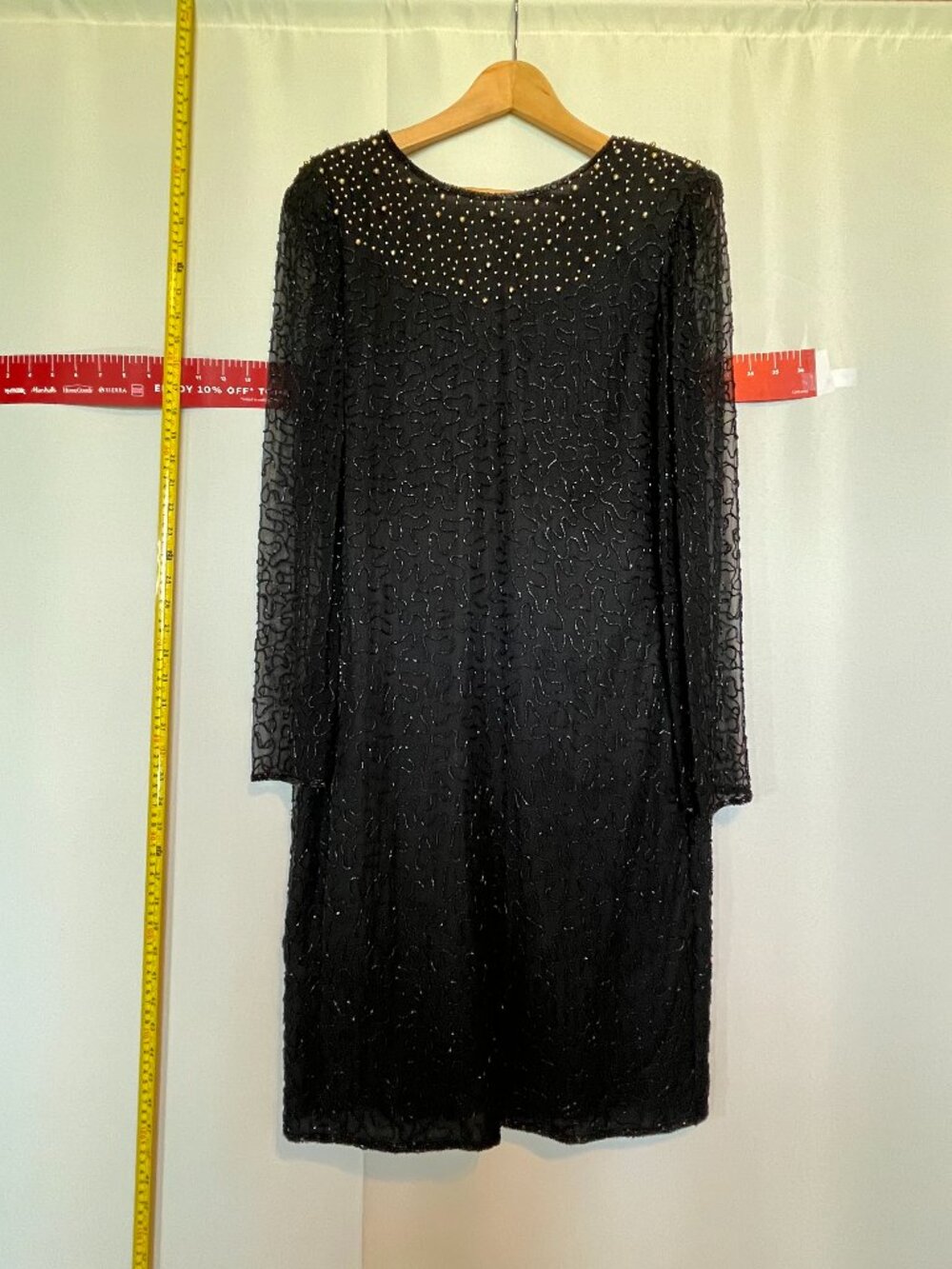 Silk Beaded cocktail dress in Black size 12